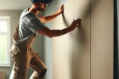 DALL·E-2025-02-25-15.56.56-A-construction-worker-installing-drywall-in-a-newly-renovated-room.-The-worker-is-dressed-in-casual-work-clothes-and-carefully-securing-the-drywall-sh